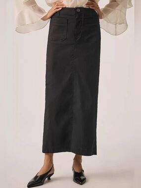 Maeve x Anthropologie Colette Black Maxi Skirt Sz S Magic Stretch Chic